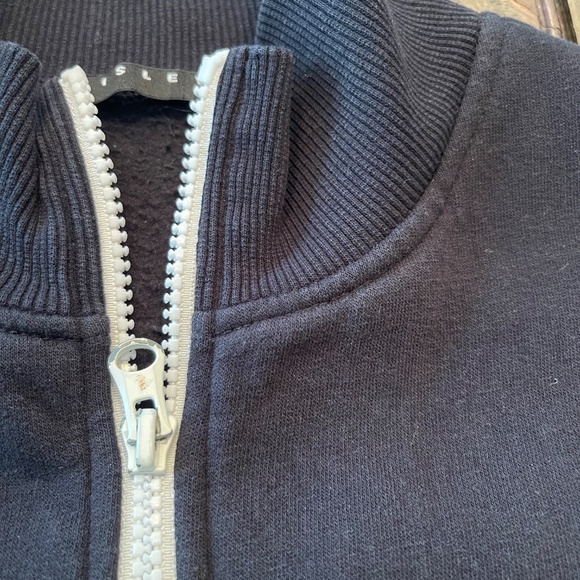 SISLEY LOGO Sleeve Zip Sweatshirt Black White Zipper XS/S - Picture 3 of 5